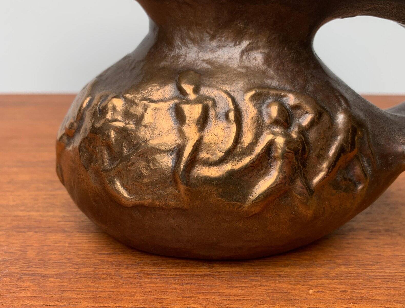 Brutalist Vintage German Bronze Decorative Carafe by Gilde