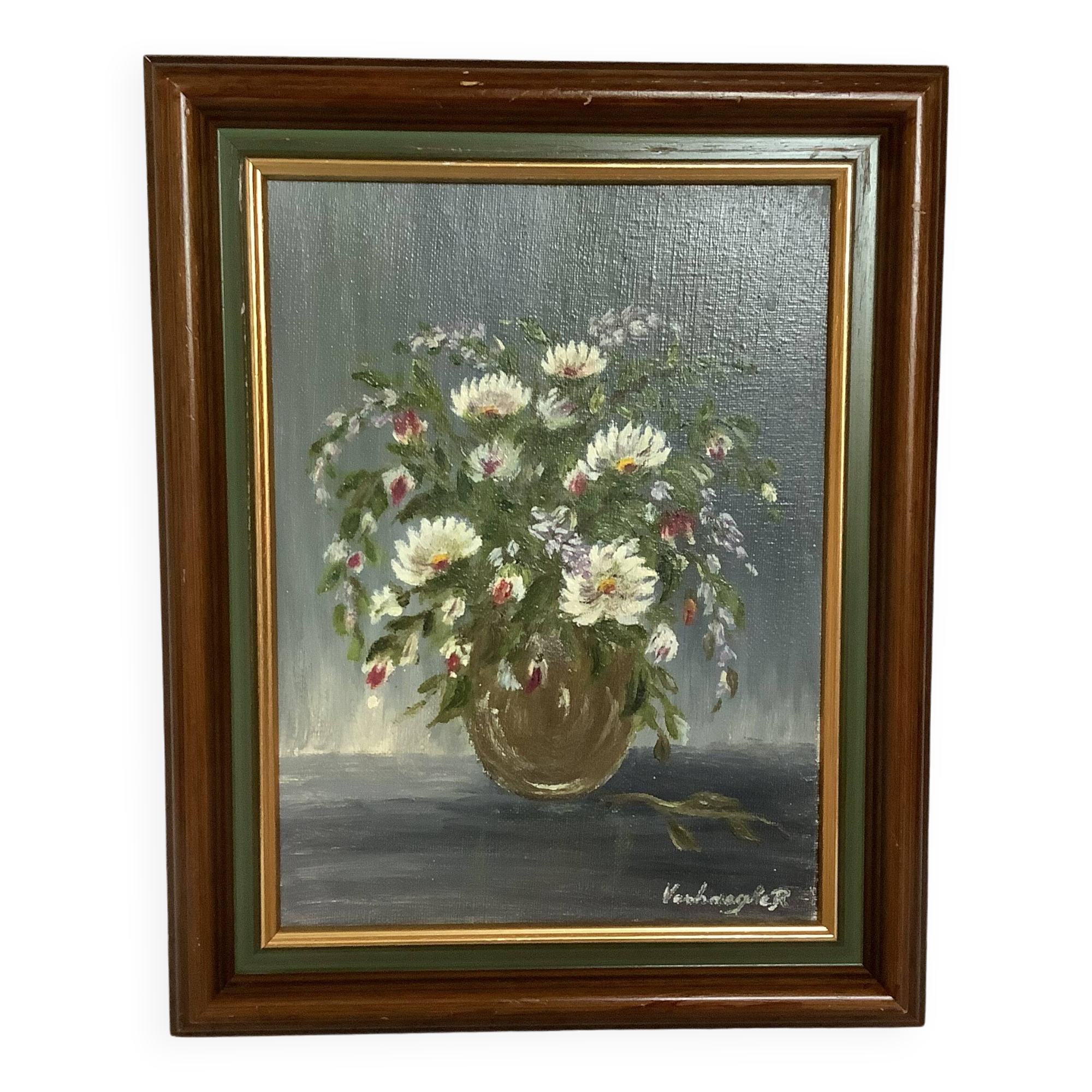 Bouquet of flowers oil on canvas painting