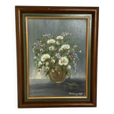 Tableau bouquet de fleurs huile sur toile