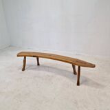 Banc en tronc d'arbre en bois, France 1960