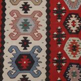Handwoven Turkish Kilim Rug, 1960s Red Geometric Tribal Rugs 98 x 181 cm