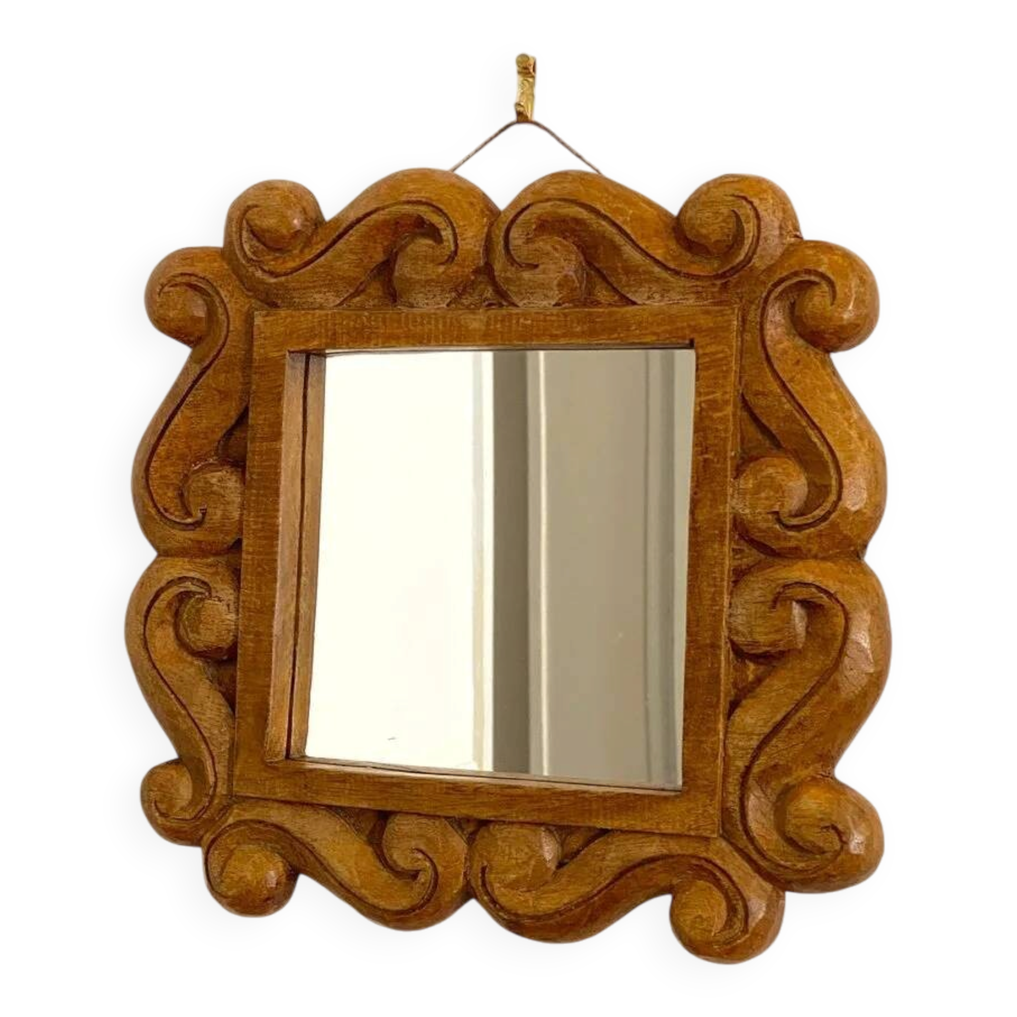 Carved wooden mirror
