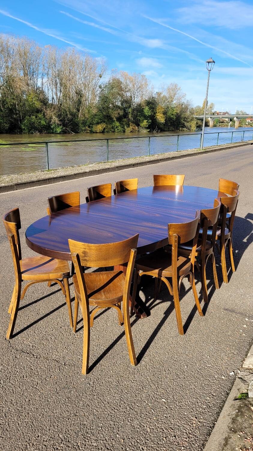 Series of 6 vintage old restaurant bistro chairs - 1950s