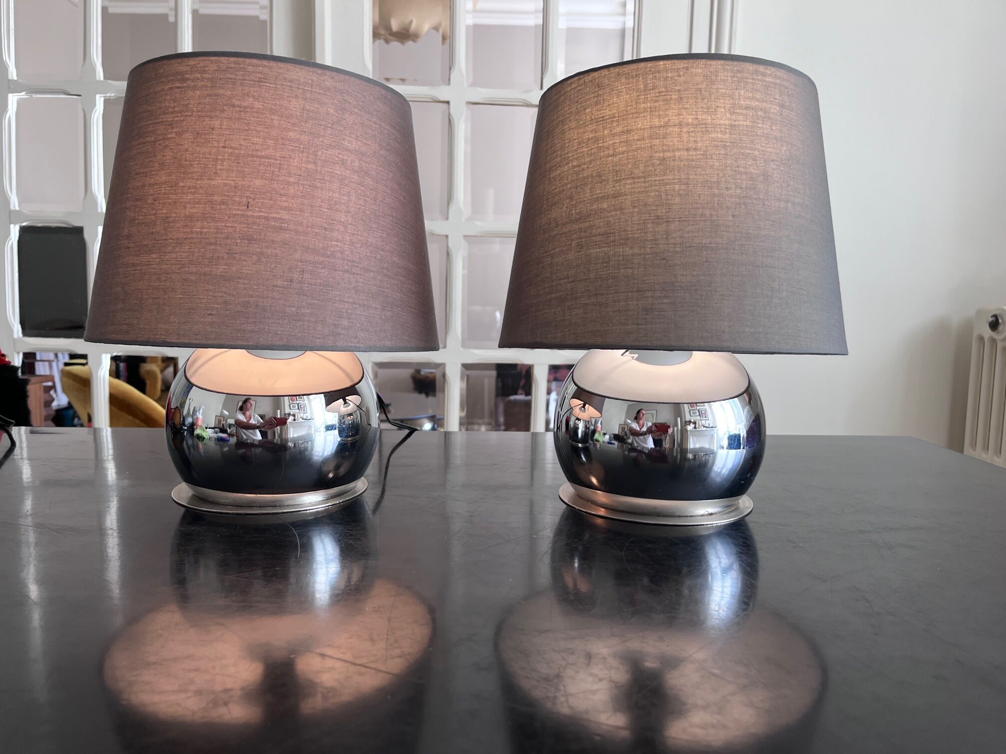 Pair of chrome lamps 1970