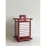 Red Japanese lamp in natural wood