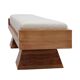 Brutalist Style Bench with Solid Oak Pyramid Bases and Ivory Bouclé Upholstery