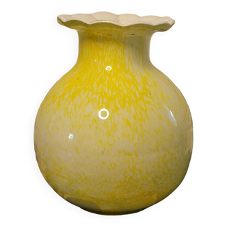 Vase jaune verre soufflé