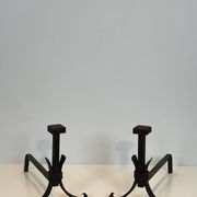 Paire de chenets modernistes en fer forgé