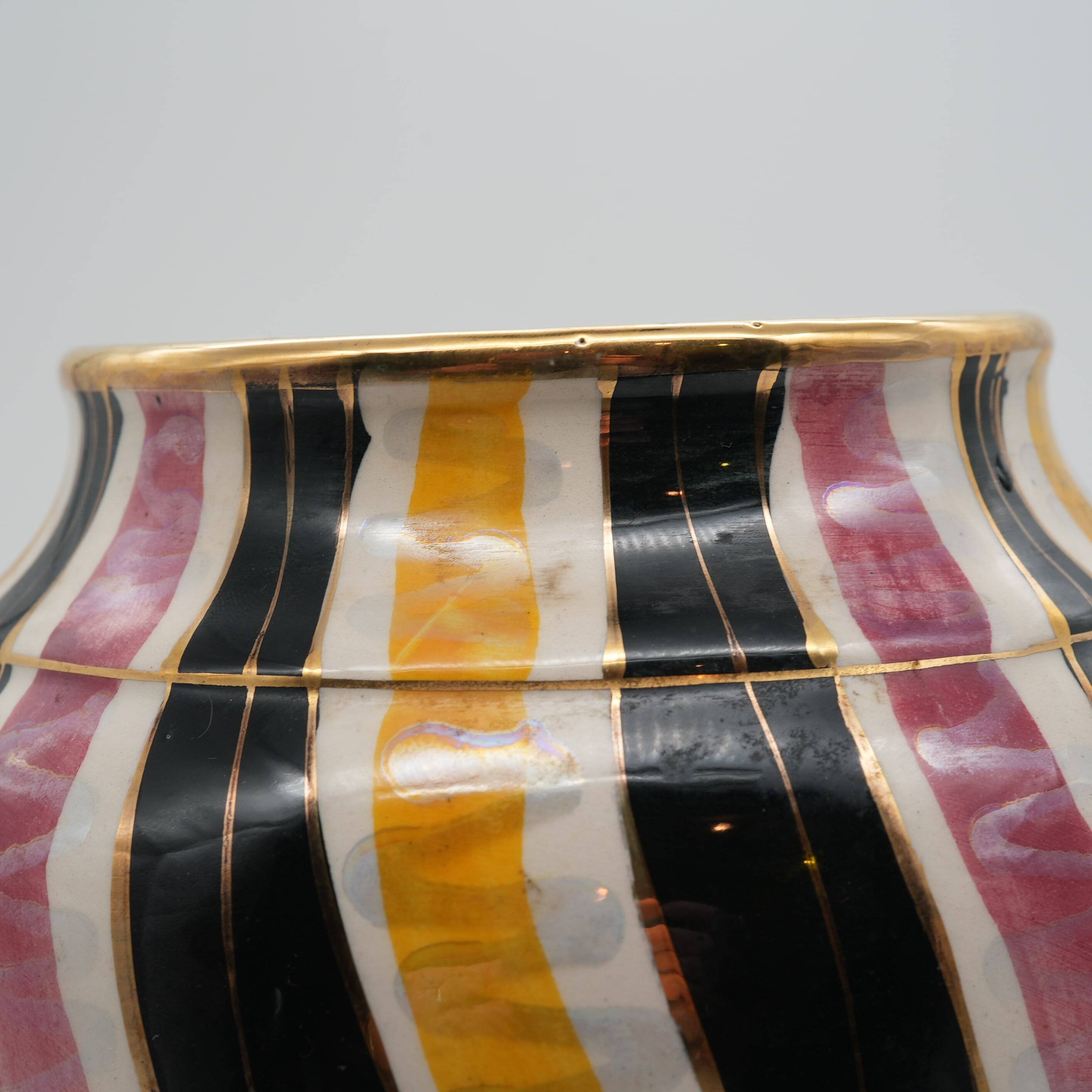 Vase H. Bequet Quaregnon Belgium hand painted ceramic mid century.