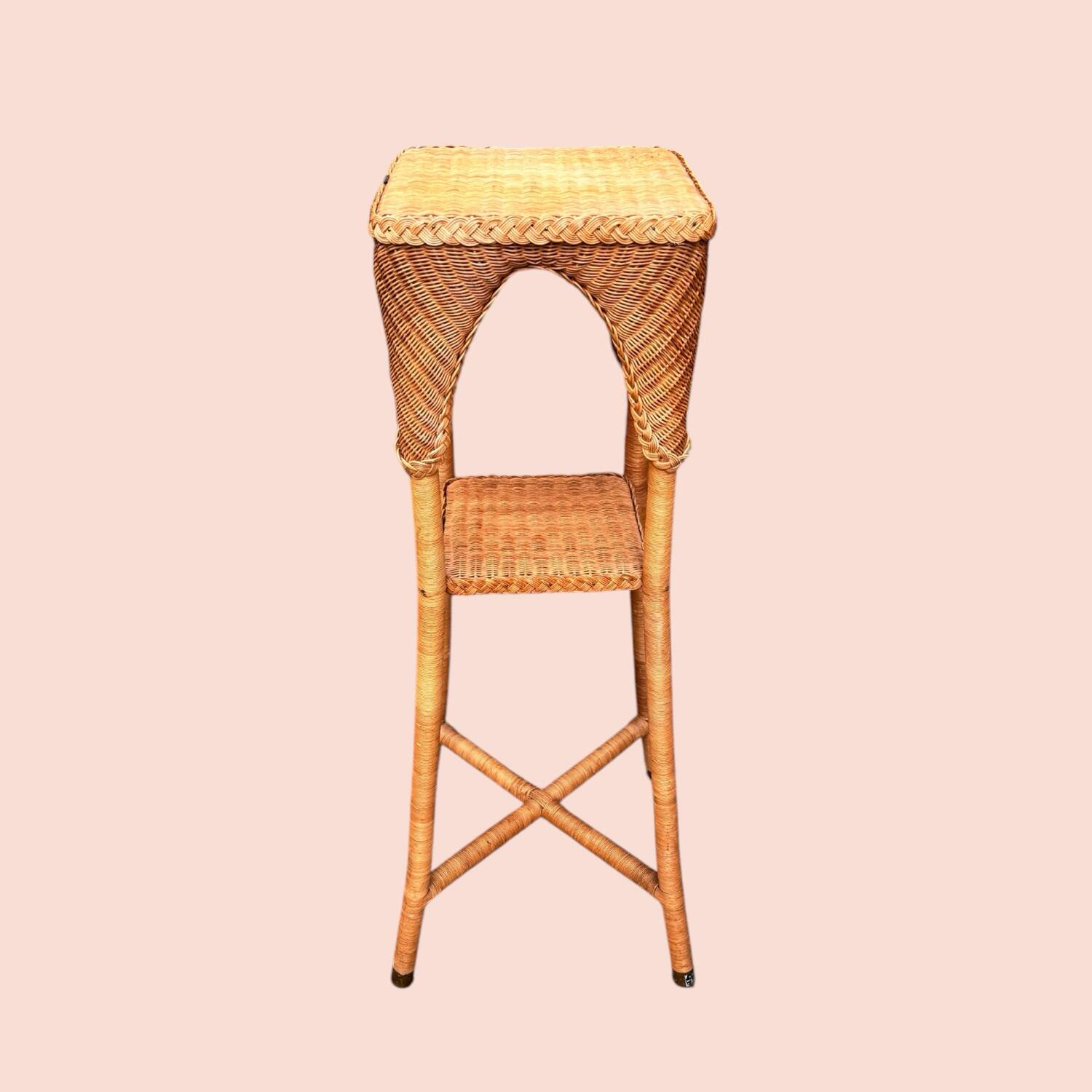 Vintage wicker plant stand