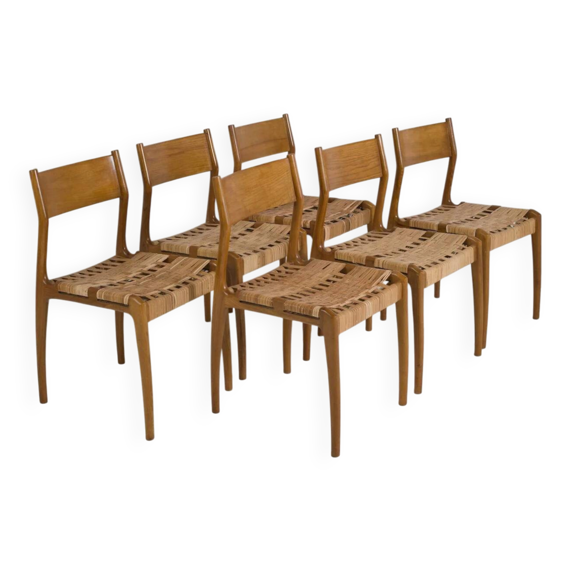 Set of 6 GESSEF chairs published by Consorzio Sedie Friuli, Italy, 1970s.