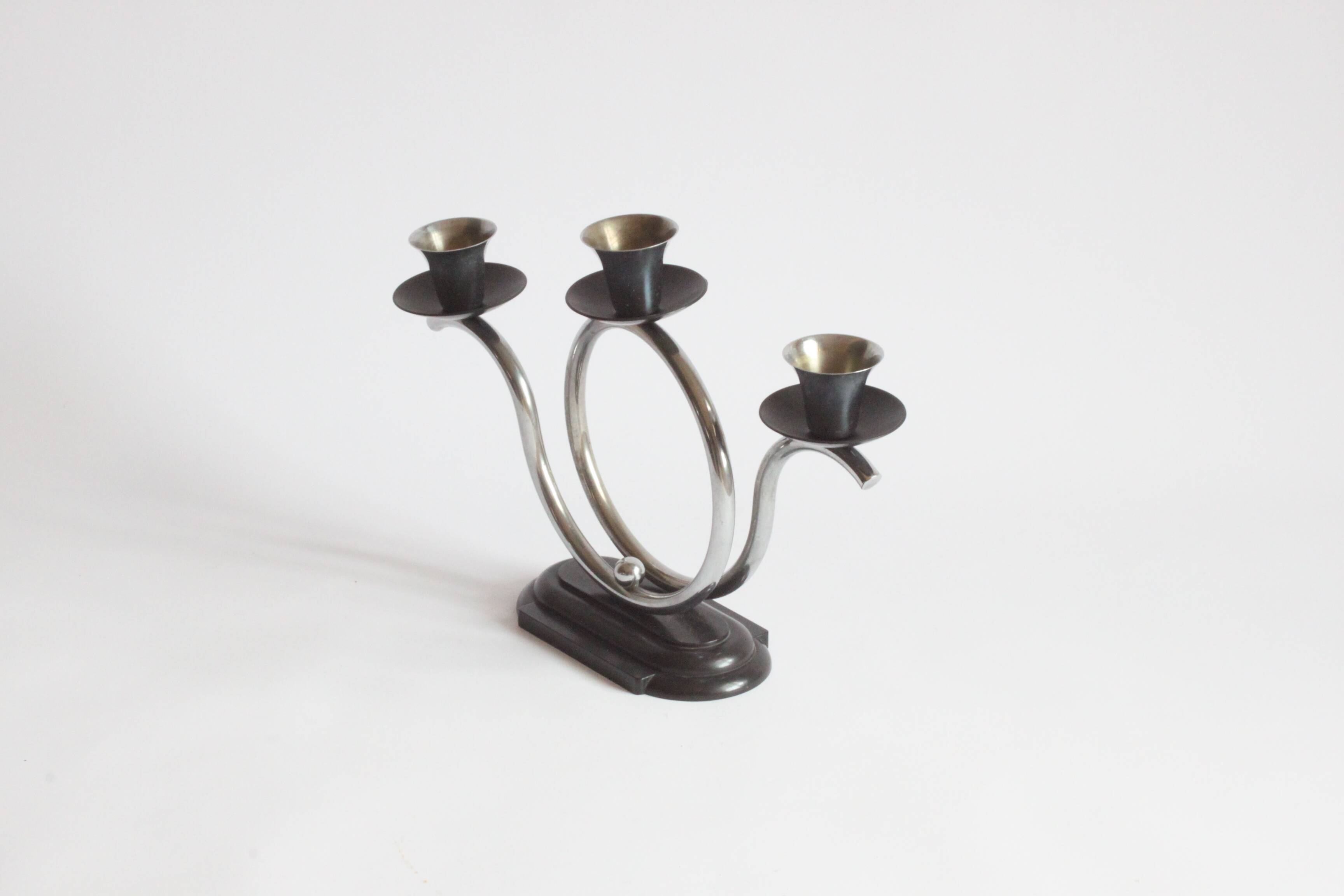 Art Deco Tubular Steel And Bakelite Candelabra, Netherlands 1930s