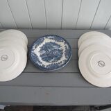 Set of 9 myott meakin england blue dessert plates