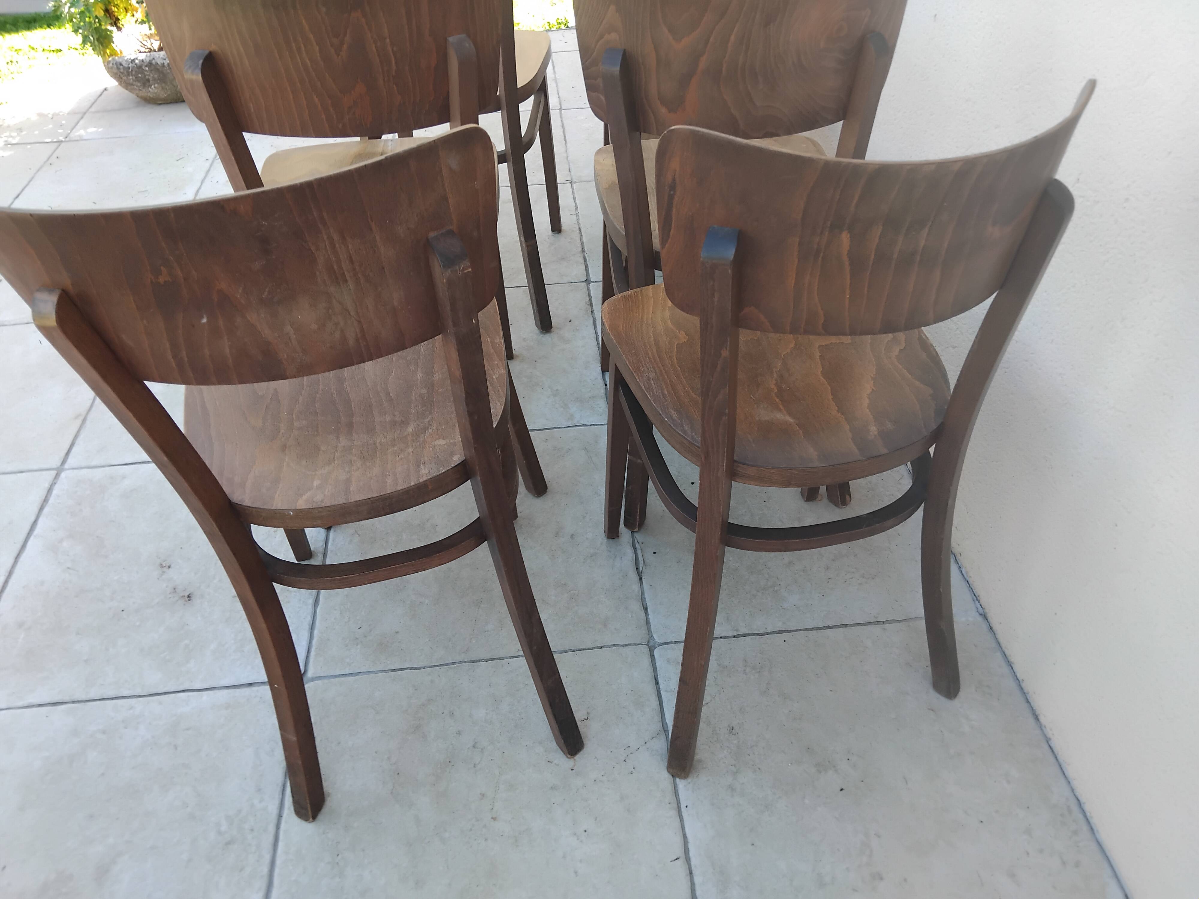 6 chaises bistrot thonet czechoslovakia vintage année 50