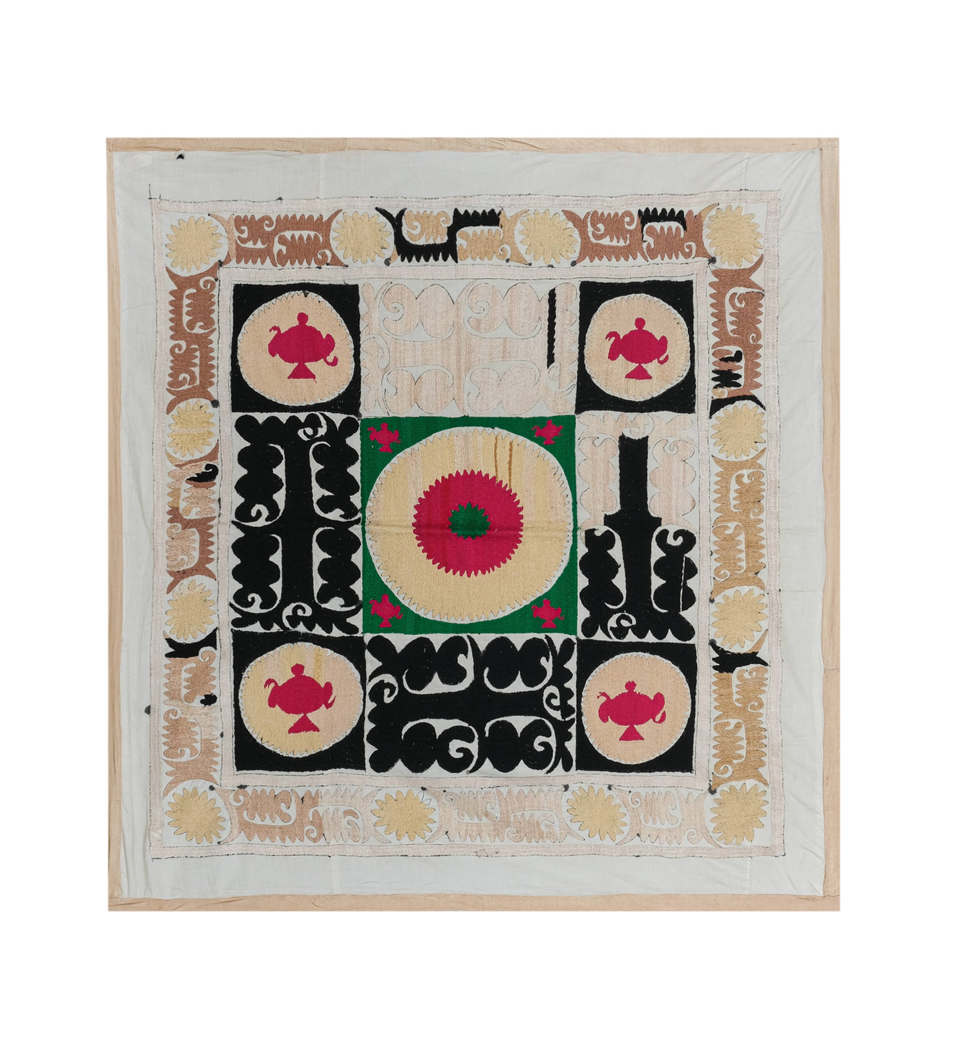 Hand knotted rug, vintage Turkish rug 128x130 cm