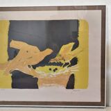 Lithographie Paul Guiramand (1926 - 2007) Oiseaux autours du nid.