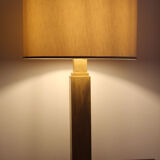 Hollywood regimental table lamp, Italy 70s, in brass paste restored with florentine gold brushed