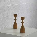 Pair of vintage wooden candlesticks