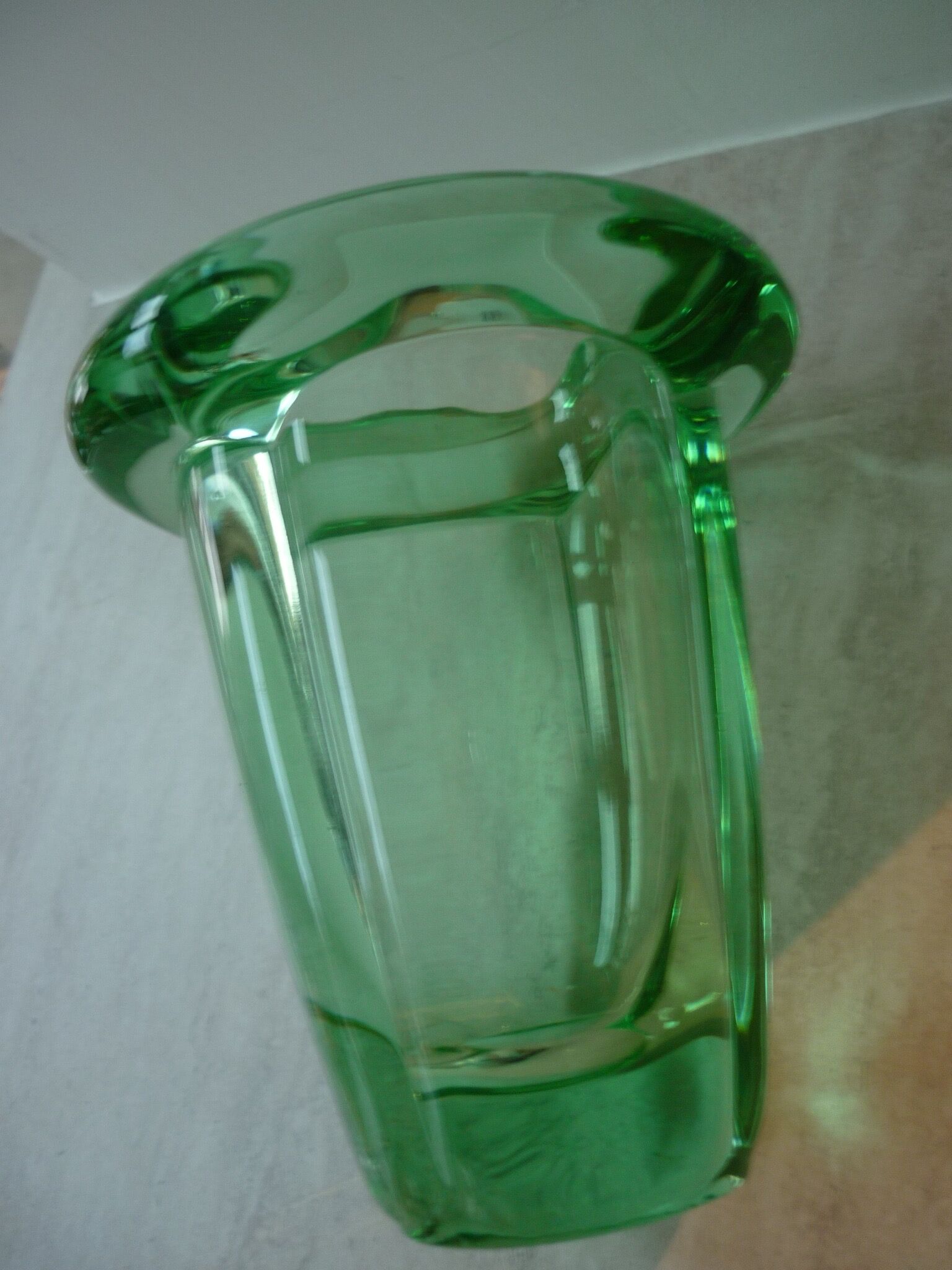 Green crystal vase from the 50s