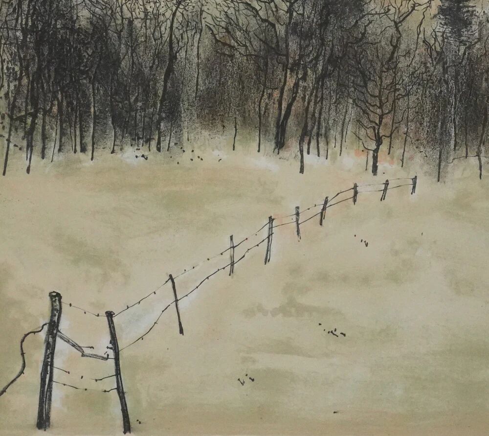 Bernard Gantner: Clearing under the snow, signed original lithograph.