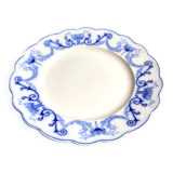 Plat rond Sarreguemines en faïence bleue, service "Corbeille"