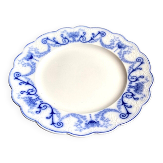 Sarreguemines round dish in blue earthenware, "Basket" service