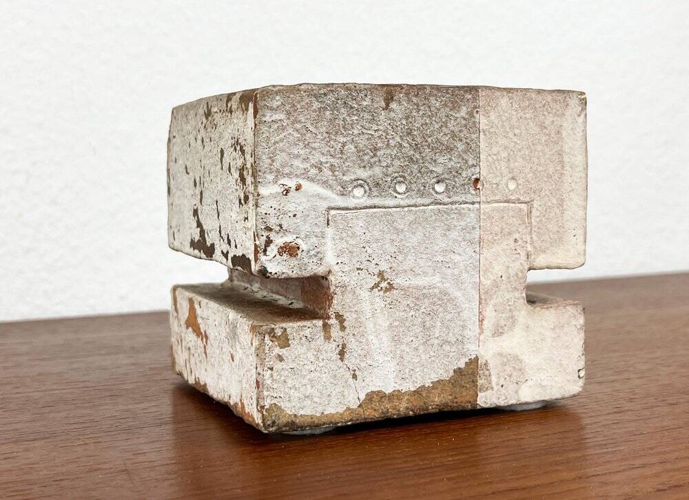 Klaus Lehmann, Cubist art sculpture in postmodern German brutalist ceramic Studio Pottery no. 337 81, 1981