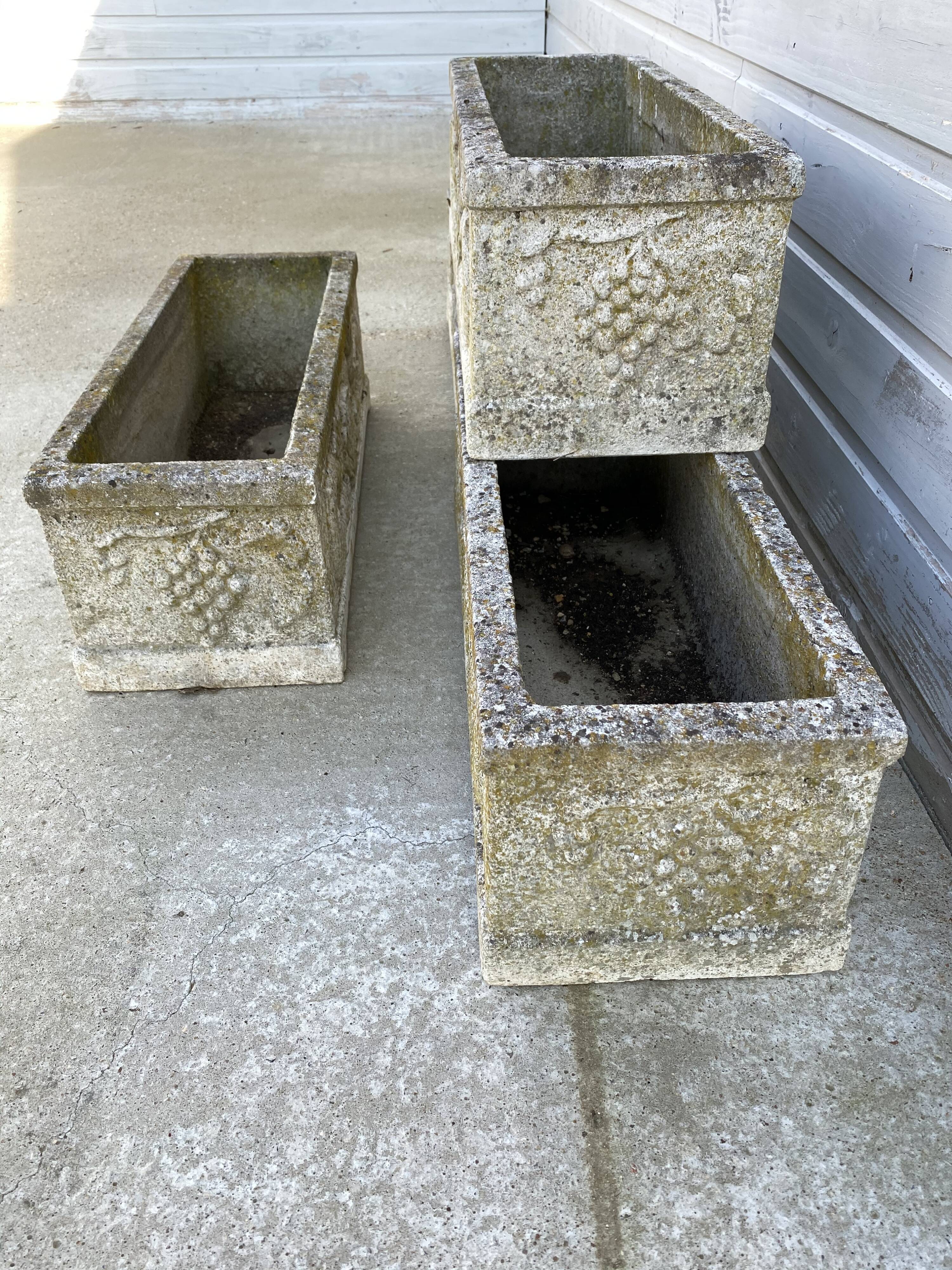 Rectangular planters with decoration