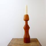 Large vintage turned wooden candlestick - 1960s