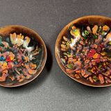 set of 2 enamels on copper empty pocket 10 and 12 cm in diameter - Art Limoges enamel