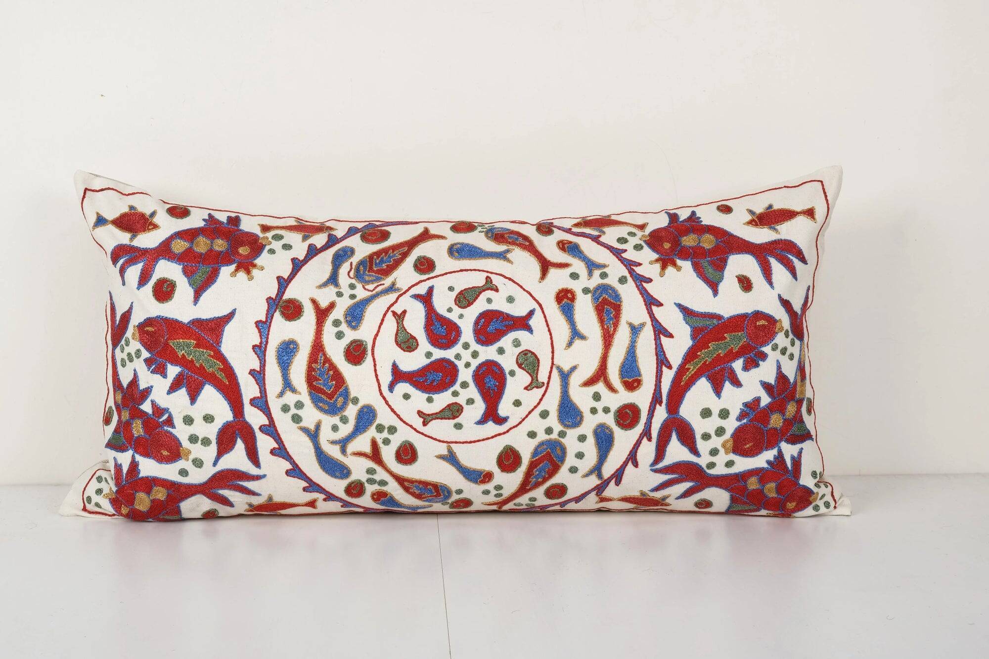 Vintage embroidered cushion cover 46x89 cm