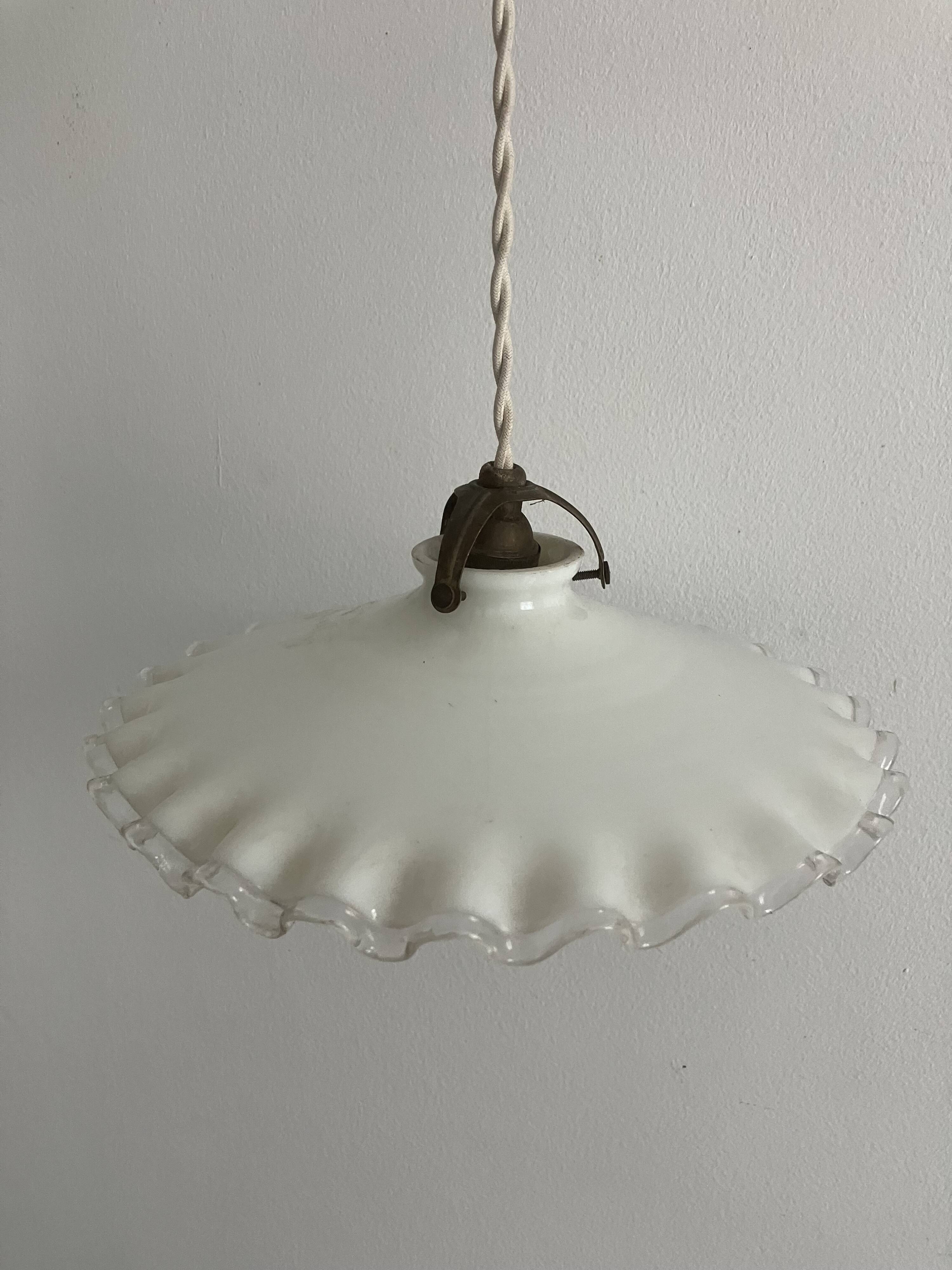 Opaline pendant light, vintage lighting