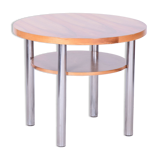 Restored Bauhaus Walnut, Round Table, Mücke - Melder, Chrome, Czechia, 1930s