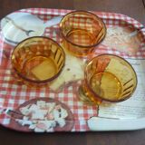 3 vintage Vereco amber glass ramekins