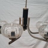 Art deco chandelier in metal and glass