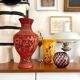 Asian metal vase and red resin
