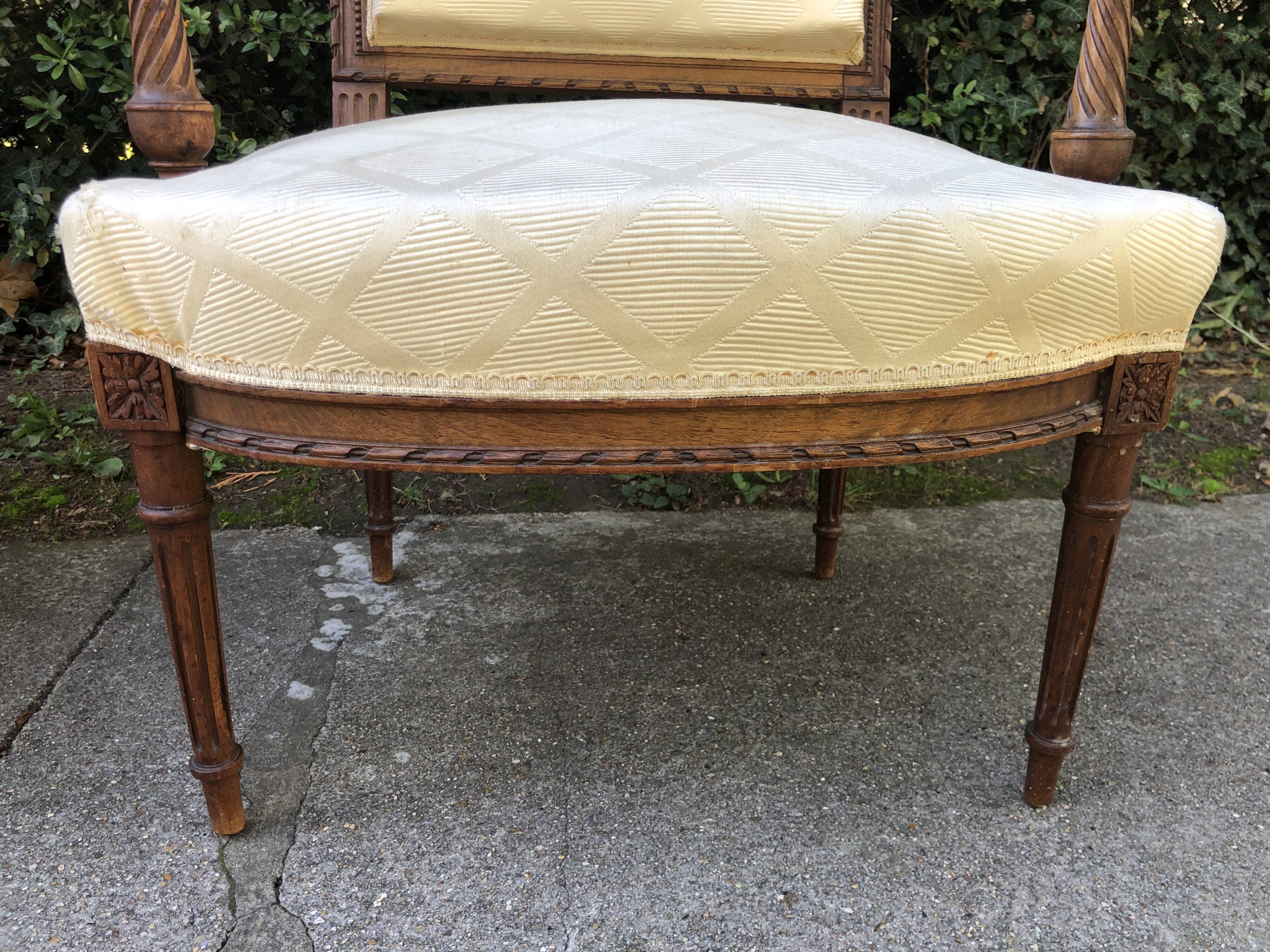 Pair of Louis XVI style armchairs solid walnut