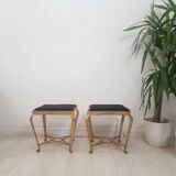 Paire de tabourets/poufs – Pierluigi Colli – fer forgé peint or.