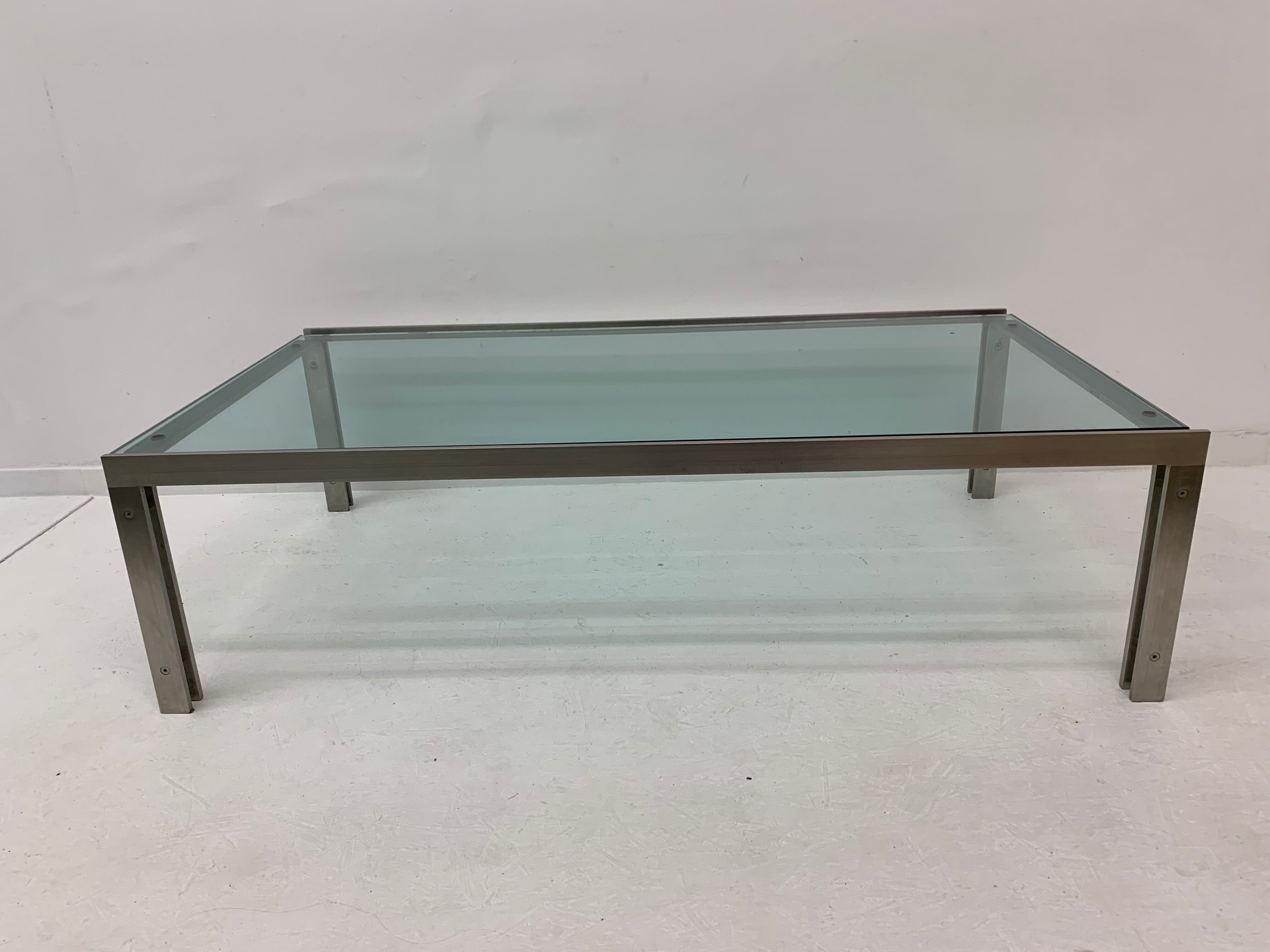 Rectangular Mid-Century Glass Coffee Table by Metaform, 1980s