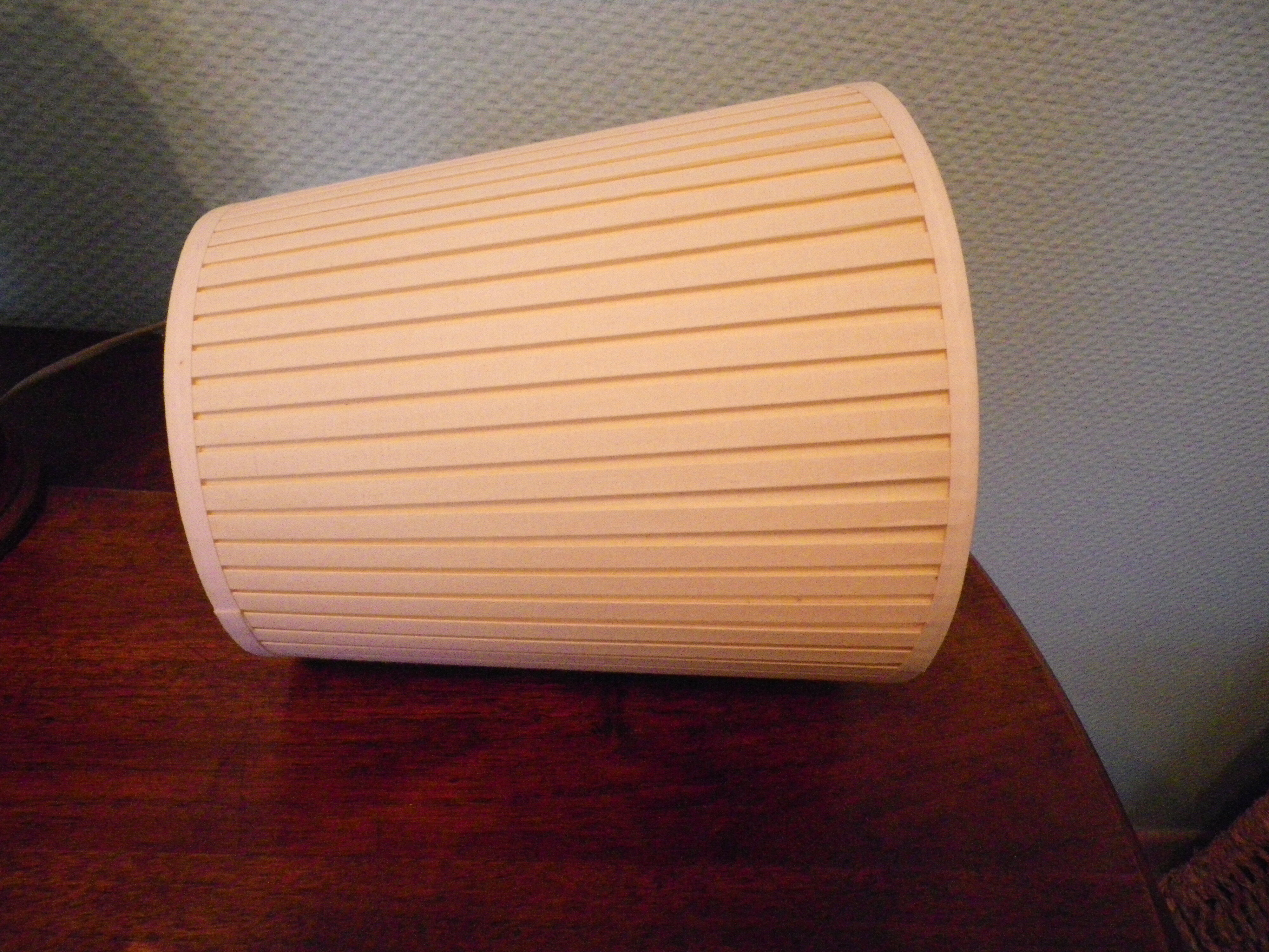 Living room mood lamp, silver metal base, wooden base, pleated lampshade