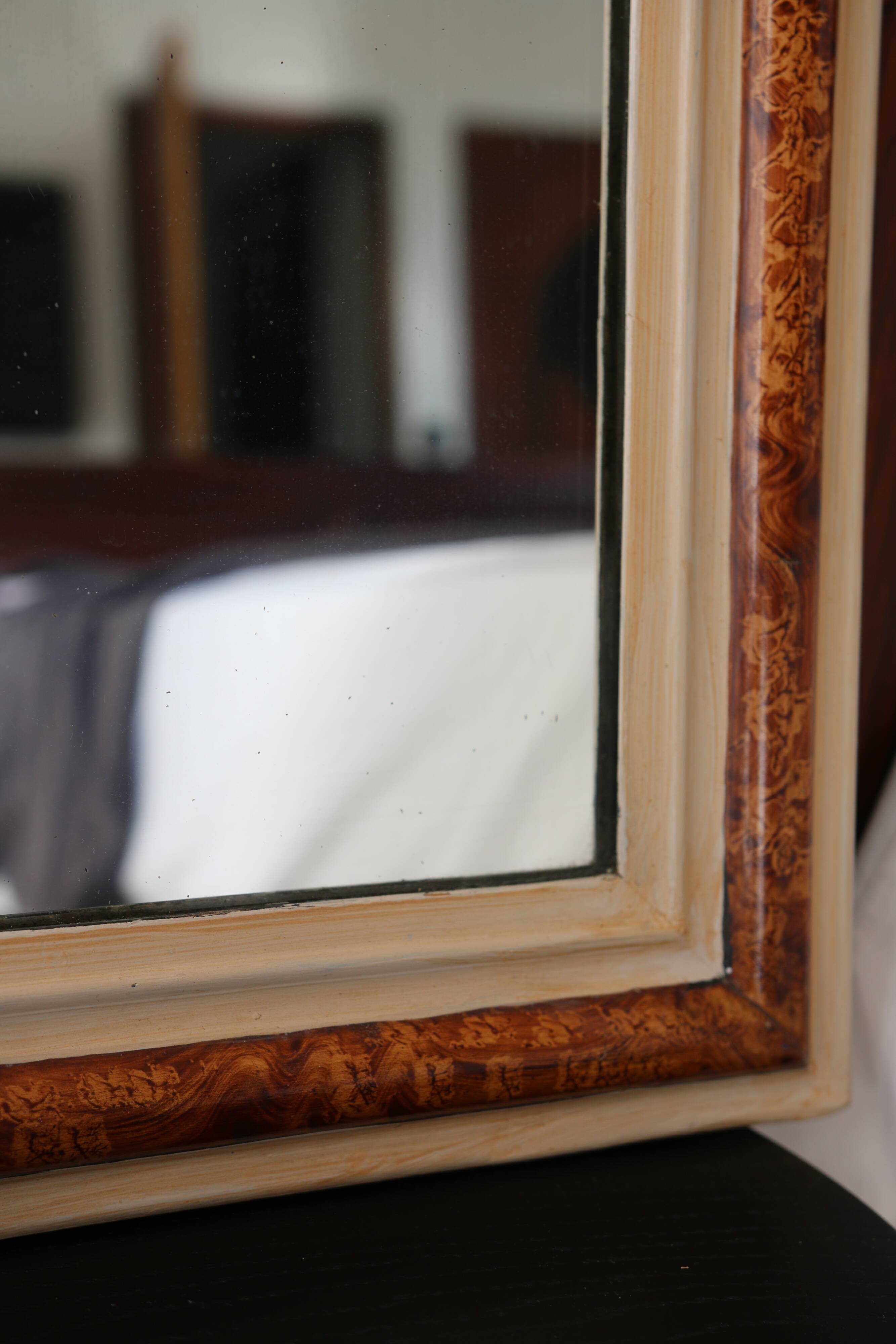 Antique Louis Philippe style mirror, burl wood