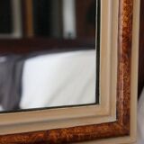 Miroir ancien style Louis Philippe, loupe de bois