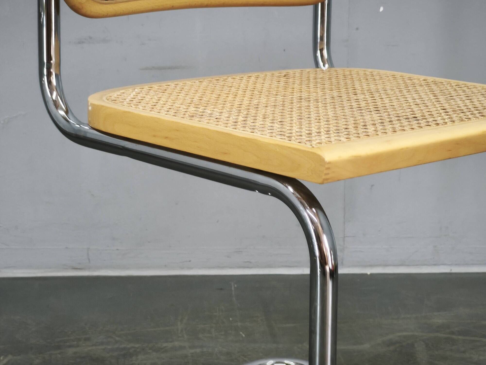 Italian Cesca B32 Style Cane and Chrome Cantilever Chair, 1970s