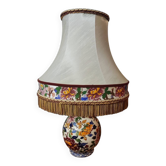 Gien earthenware lamp with peony decoration
