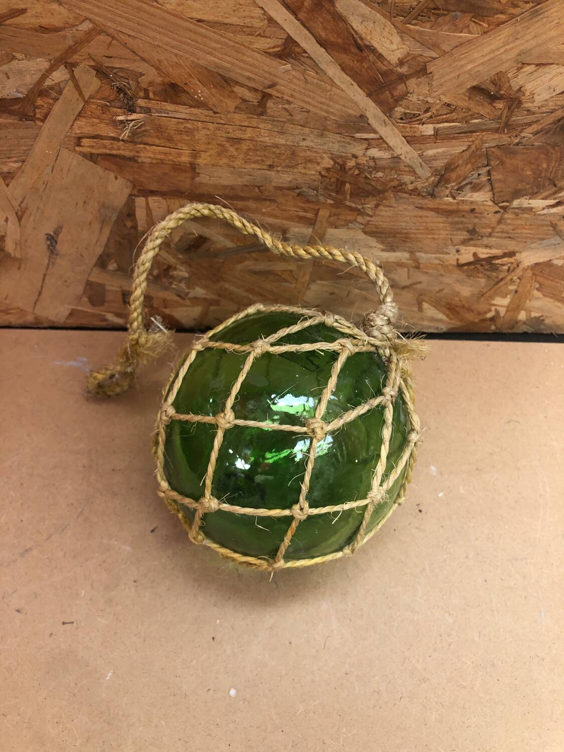 Old Glass Float Marine Ball With Vintage Net
