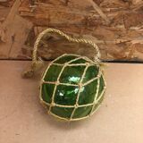 Old Glass Float Marine Ball With Vintage Net
