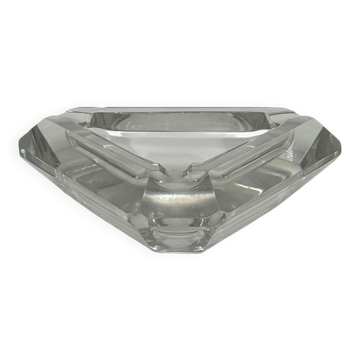 Vintage triangular ashtray in faceted glass