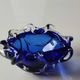 Empty pocket blown art glass from Murano Italy, corolla shape, cobalt blue