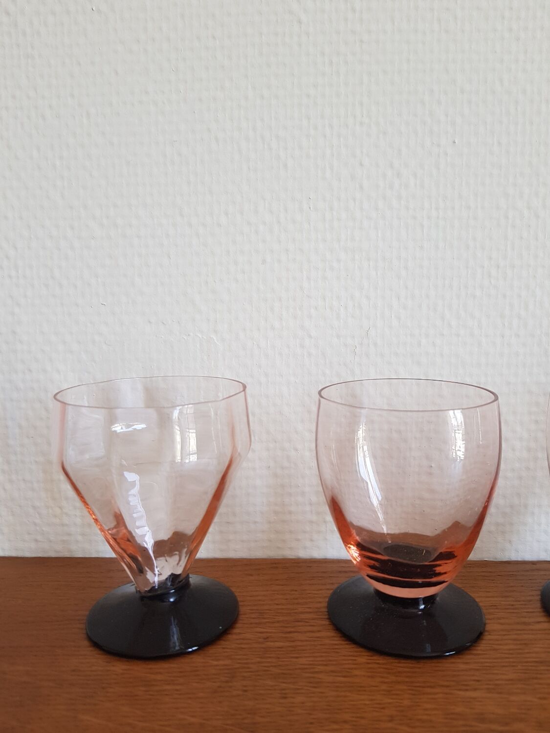 Set of 6 two-tone old art deco glasses
