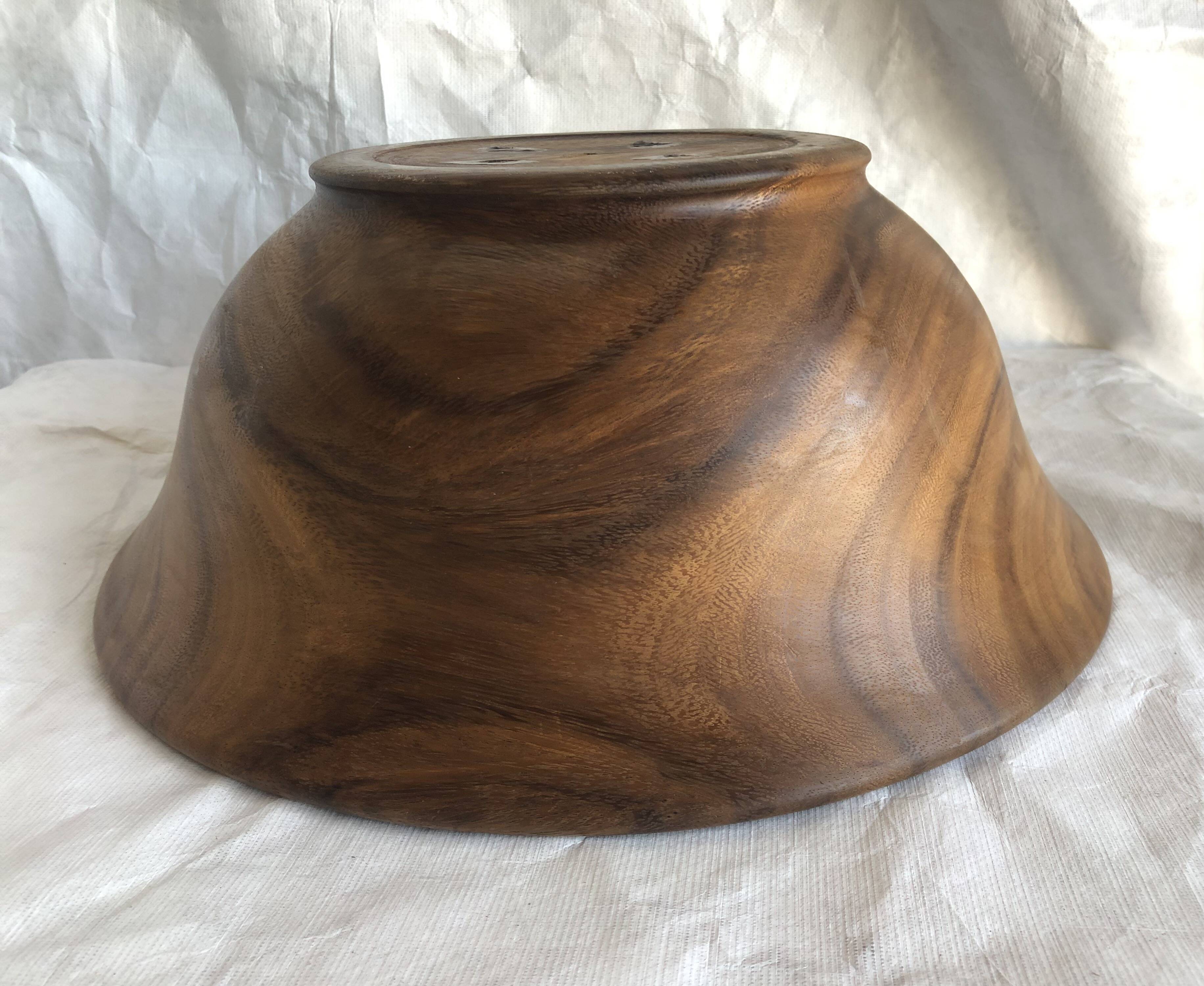 large vintage wooden salad bowl, Scandinavian design